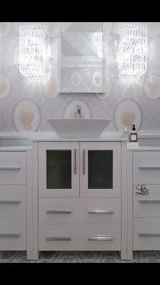 This powder room was designed for a client in Cincinnati Ohio