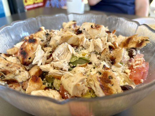 The best most loaded chicken Greek salad I ever tasted