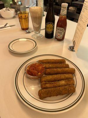 Mozzarella sticks  Root beer float