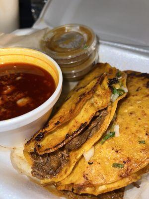 Crispy birria tacos