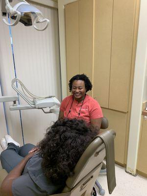 Dr Pittman takes time to listen and care for her patient.