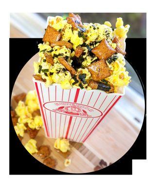 Fresh Popcorn 
Popped to order, Pictured is our popular Premium Mochi Crunch & Furikaki.