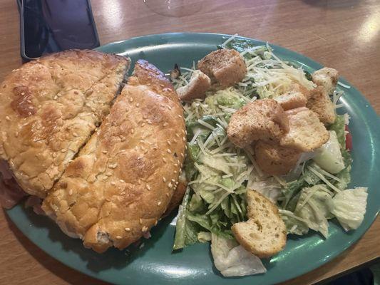 Muffuletta and caesar salad