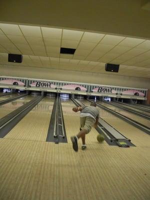 Mr. Handsome goiing for a strike!