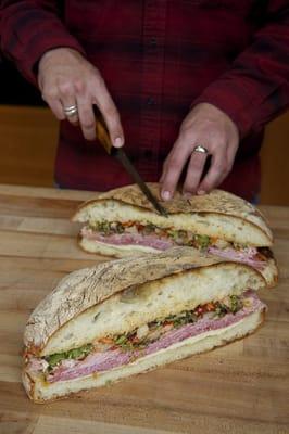 Mufuletta Sandwich feeds 8 people