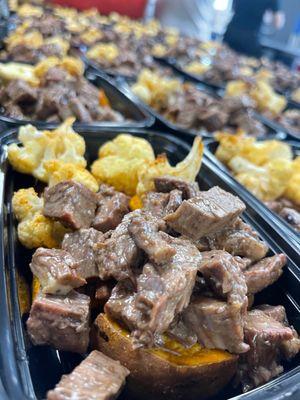 Steak and sweet potatoes