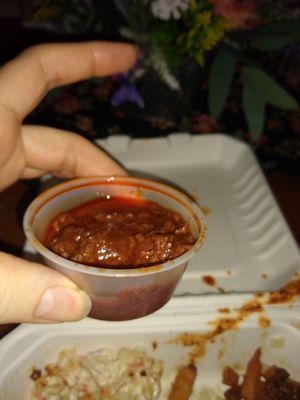 Side of meatless hot sauce