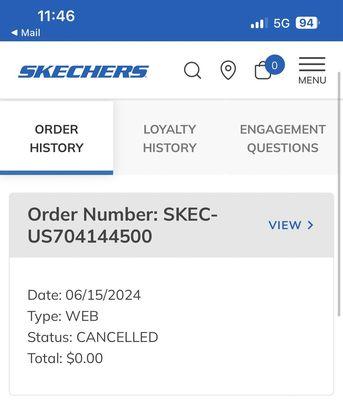 Cancelled order