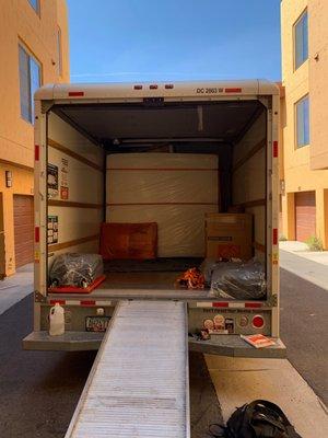 an impressive job loading up the truck in secured layers.