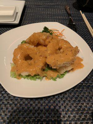 Rock shrimp in a rock shrimp sauce