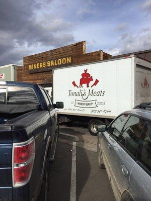 Tonali's truck in front of Miners in Golden. Great food and drink!