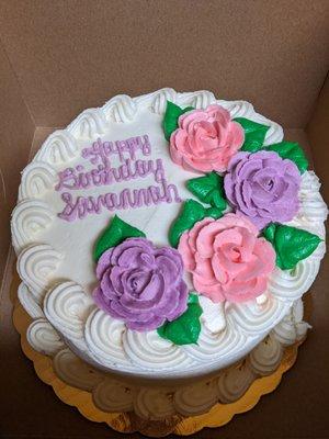 7-inch round cake with buttercream