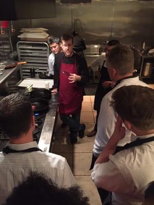 Clay teaching the UL Global Team how to prepare perfect steaks