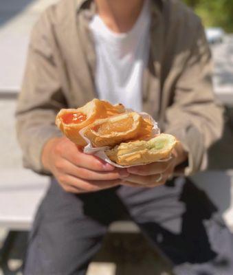 Apple mango, sweet potato, and matcha green tea taiyaki | IG: @kn_chowdown