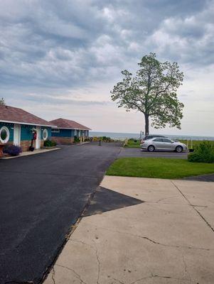 Right on a cliff overlook of Lake Michigan....the breeze and ambiance is wonderful