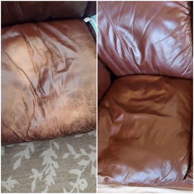 Steve is a master at leather repair!  He fixed a sofa and a recliner and made them look brand new.  He is a super nice guy, too!  Call him!