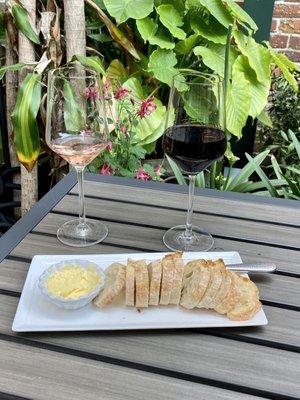 Wonderful wine on the patio with bread and the best butter ever!