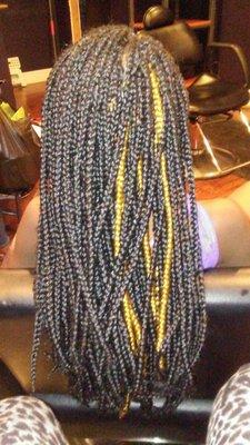 Unique waist length multicolored box braids