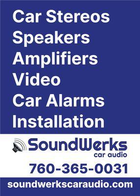 Car Stereos
Speakers
Amplifiers
Video
Car Alarms
Installation