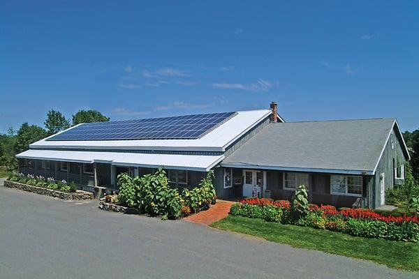 Our retail store and cheesemaking facility. Photovoltaic panels demonstrate our green energy commitment.