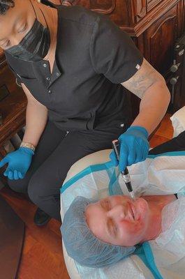 Nurse Jasmine doing some microneedling