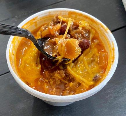 Chili with cheese and onion