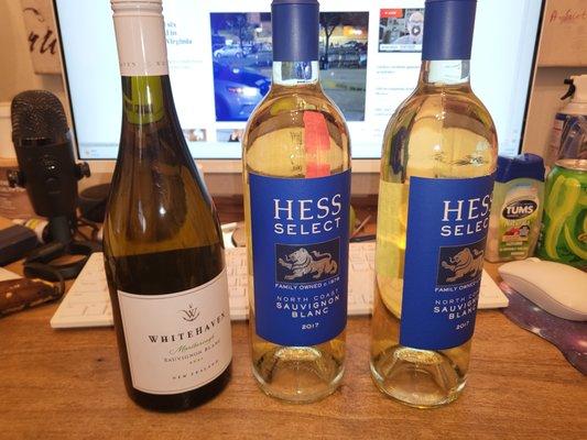 I ordered three bottles of the Whitehaven ... on the left and only received one bottle and two bottles of the Hess w/out a price adjustment.