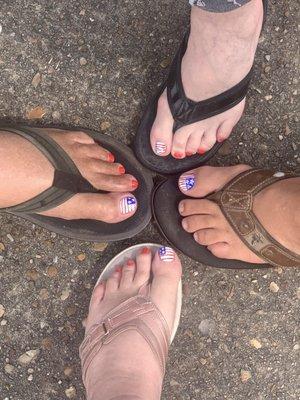 Our finished patriotic toes!