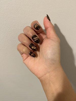 Apres nail extensions with gold foil