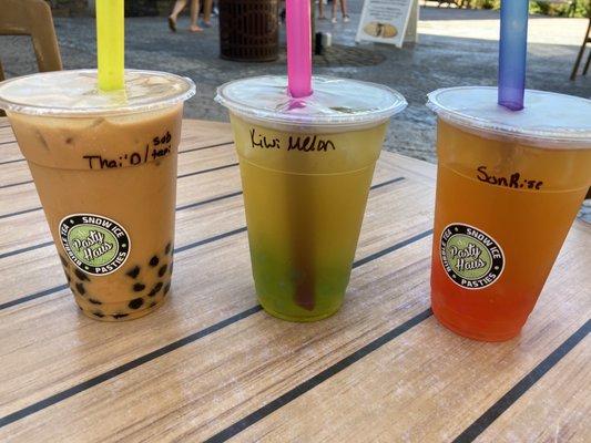 Our drinks: Thai'd, kiwi melon and sunrise