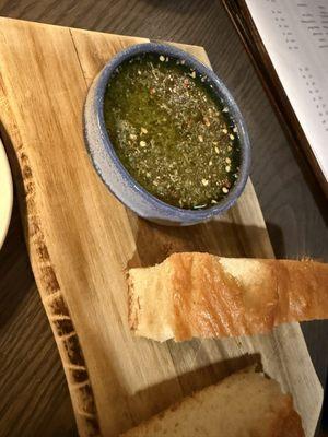 Warm focaccia with herbed olive oil