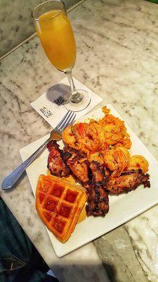 Brunch Buffet: Fried Chicken & Waffles, Famous Grilled Wings, & Bang Bang Shrimp -- Bottomless Mimosa's! FTW!!!