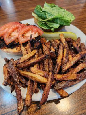 Guajillo burger with spiced fries