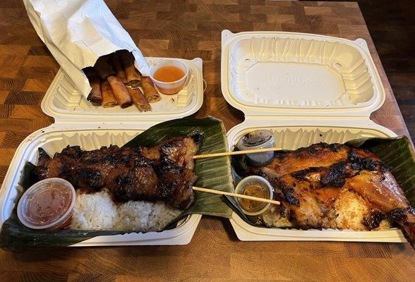 Filipino Pork BBQ, Bacolod-Style Inasal Na Manok, Lumpiang Shanghai. YUM