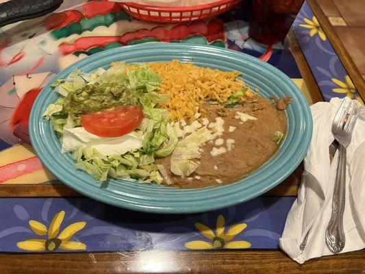 Rice beans and salad