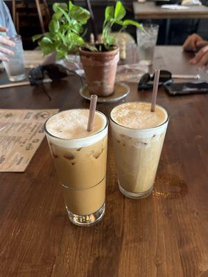 pumpkin spice latte and spiced brown sugar latte