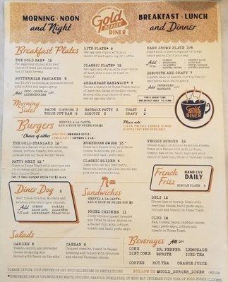 Breakfast menu