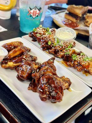 Sweet Heat Hennessey wings and the Bruce-Lee-Roy wings, which is like teriyaki.