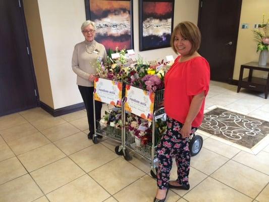 Random Acts of Flowers Chicago making a special delivery to our residents on April 9, 2015