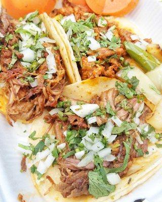 Carnitas and Al Pastor tacos