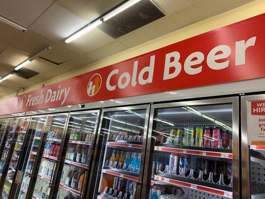 Beverages and frozen food aisle