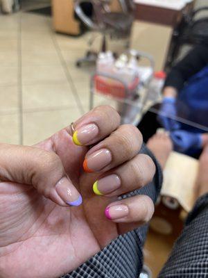 Colorful French mani by Mimi