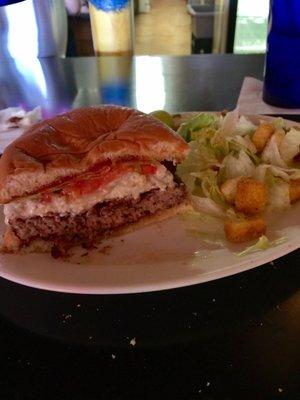 Bubba burger, the portion size is large! Their blue cheese is great.