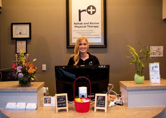 Friendly and reliable staff members like Ashlee will greet, escort, and make you feel welcome while at Rehab and Revive!