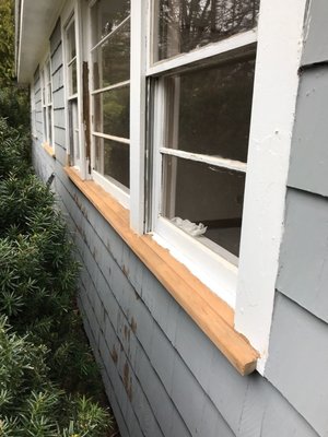 Scraped exterior sills