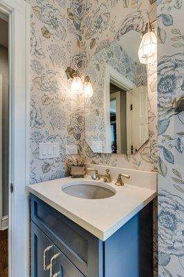 Powder Room in renovated home in Oak Park