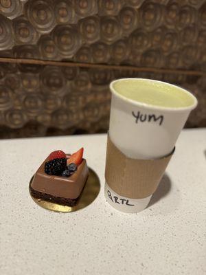 Chocolate sweet and matcha latte