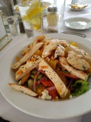 Pear goat cheese salad with grilled chicken