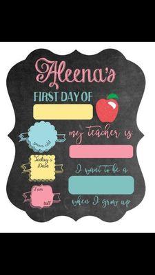 My first day school sign ! Isn't it adorable