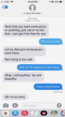 Inappropriate texts from the delivery guy to my girlfriend